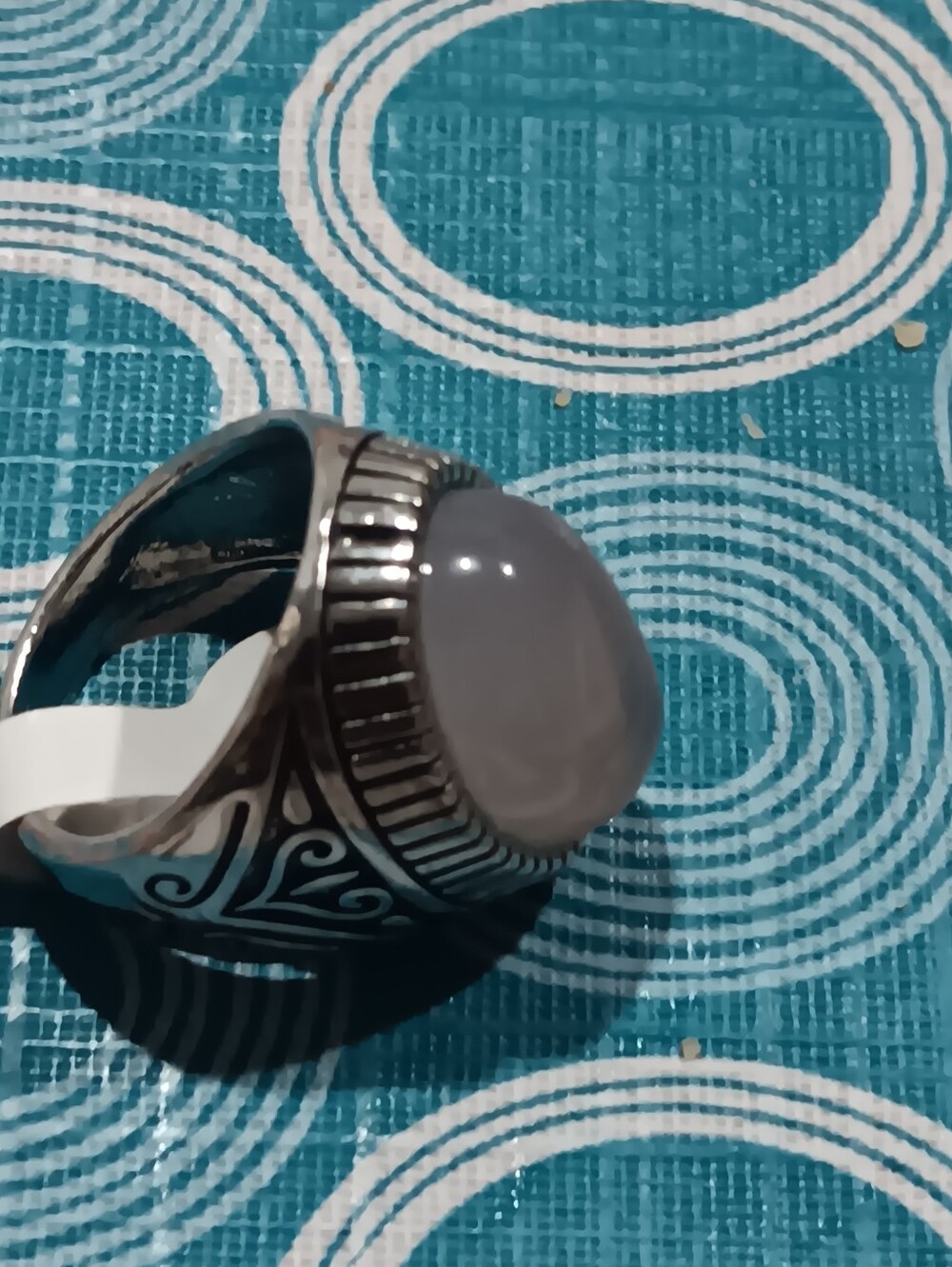 Sterling Silver Men’s Ring with Gray Agate Stone